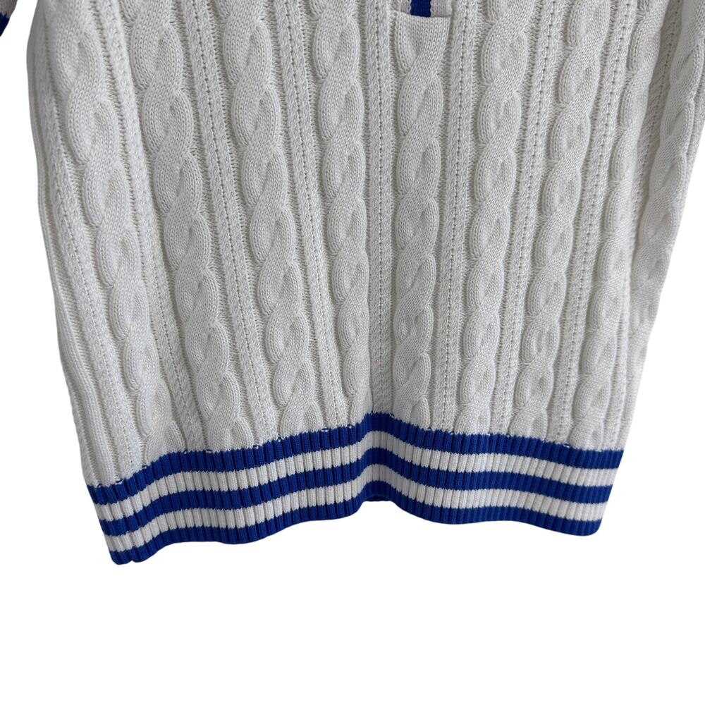 Lilly Pulitzer Suzette Short Sleeve Polo Sweater White Martinique Blue Medium - Picture 3 of 8